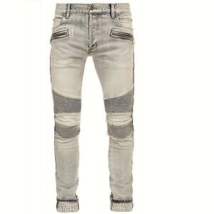 Balmain light grey biker’s jeans